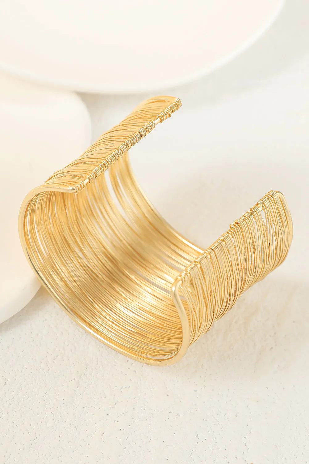 Gold Casual Metal Open Cuff Layered Wire Bracelet Bracelets - Tophatter Daily Deals